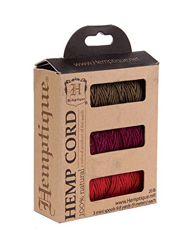 Hemptique 20 kg, 3-teilig, Stärke Medium Hanfschnur Mini-Spule Set, Oregon Trail/bunt